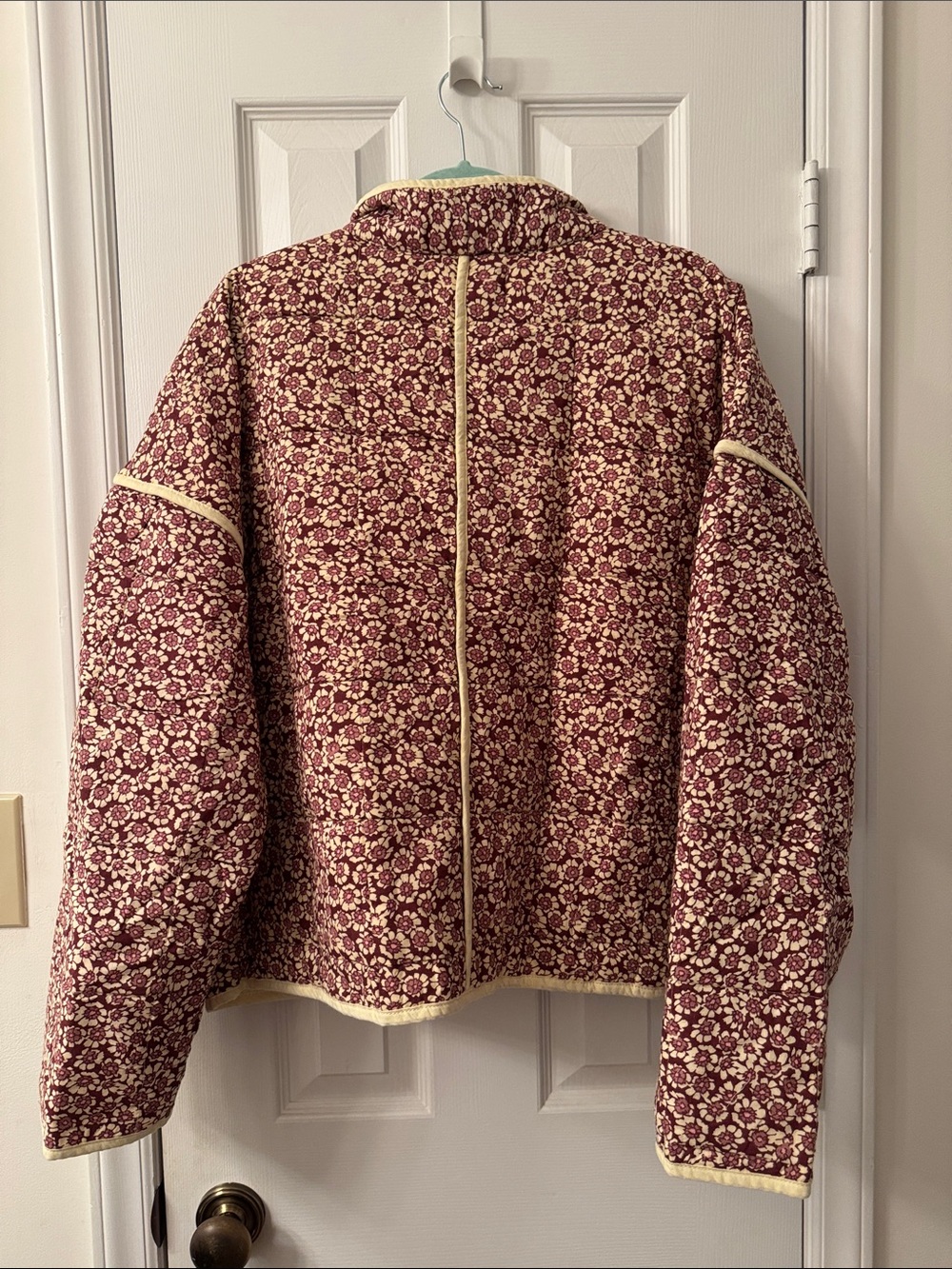 Free People Chloe Floral Quilted Jacket in Burgundy and Cream - Picture 4 of 5